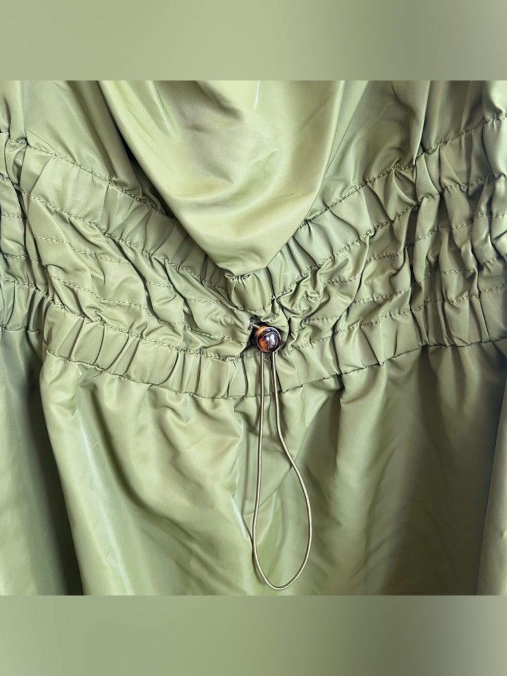 NWT Staud Vine Dress Olive Green Off the Shoulder Maxi Dress Nylon Large - Picture 7 of 8